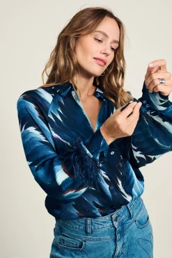 BLOUSE Feathers Blue