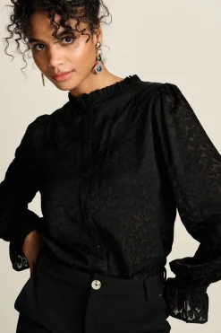 BLOUSE Hearts Black