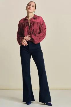 BLOUSE Jacquard Burgundy Red