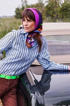 BLOUSE Striped Poplin Cloudy Blue