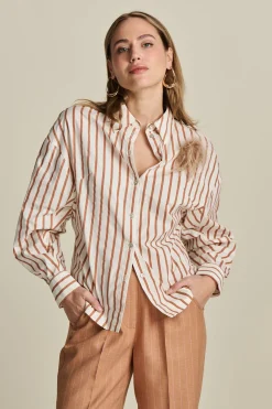 BLOUSE Striped Poplin White