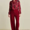 BROEK Wide Leg Burgundy Red