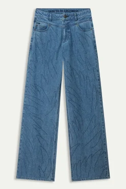 JEANS Wide Leg Denim Rhinestones