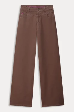 JEANS Wide Leg Washed Brown